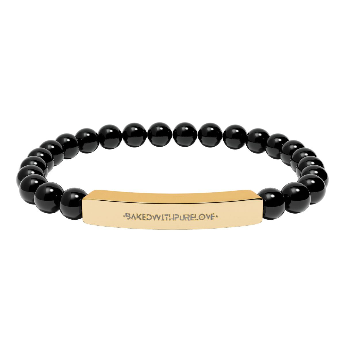 Engraved Natural Stone Bead Bar Bracelet | BWPL