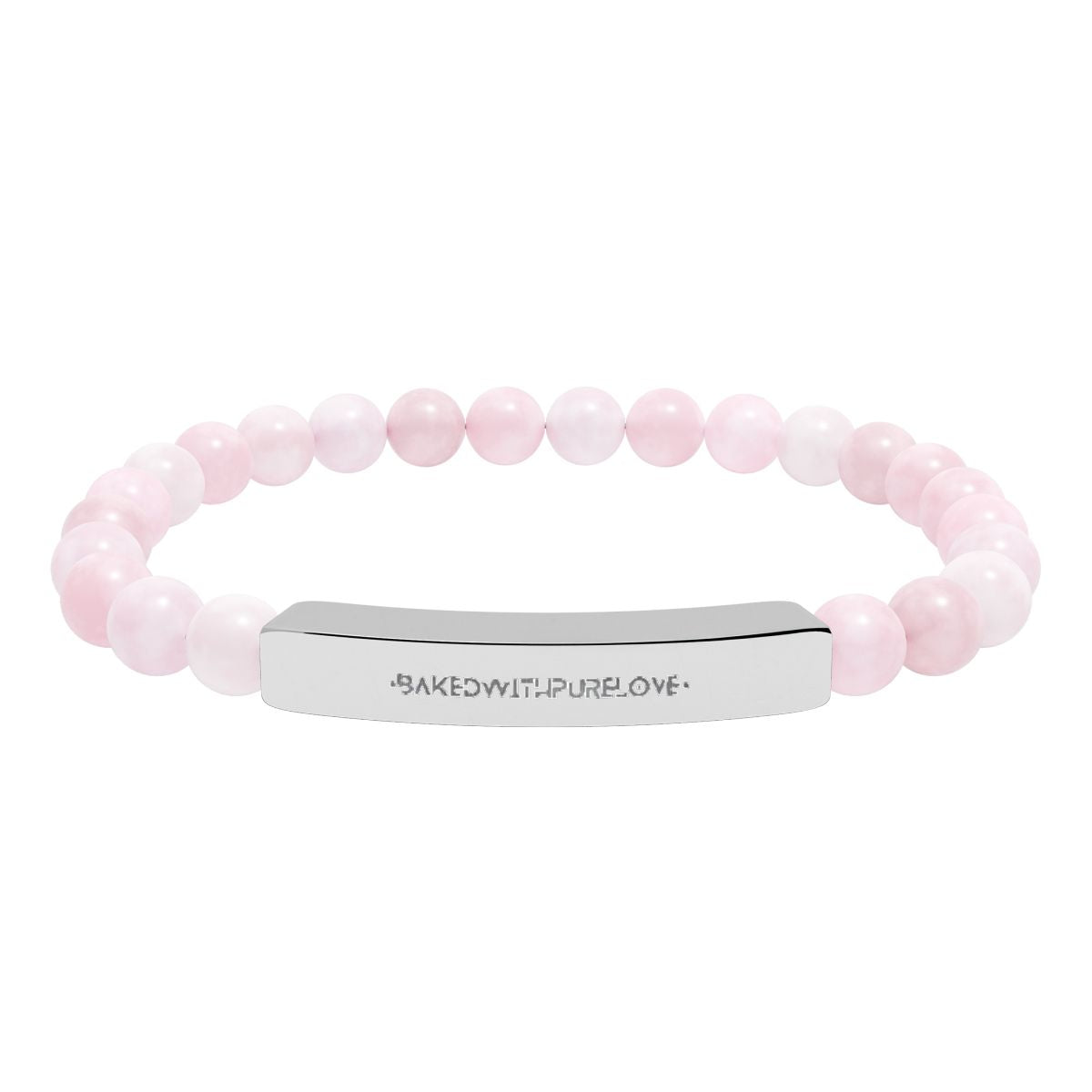 Engraved Natural Stone Bead Bar Bracelet | BWPL