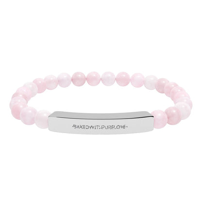 Engraved Natural Stone Bead Bar Bracelet | BWPL