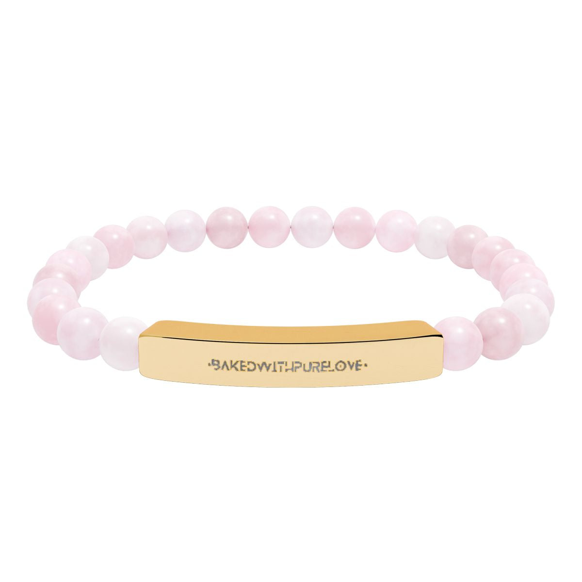 Engraved Natural Stone Bead Bar Bracelet | BWPL