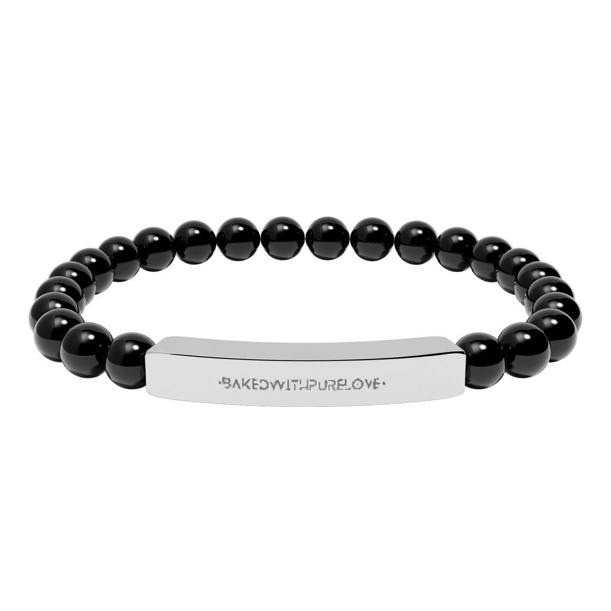 Engraved Natural Stone Bead Bar Bracelet | BWPL